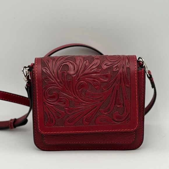 Hand tooled leather crossbody bag - Picture 2 of 6